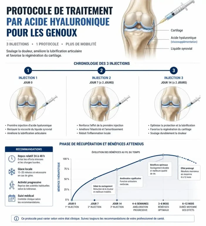 Protocole de traitement par acide hyaluronique pour genoux