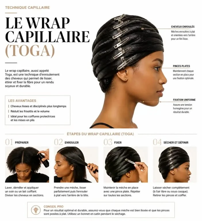 Méthode du wrap capillaire pour lisser les cheveux sans chaleur