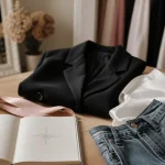 Quel est mon style vestimentaire : minimaliste chic, vintage ou avant-gardiste, blazer noir, chemise blanche, rubans poudrés