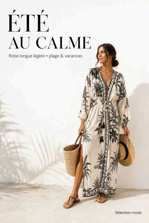 Robe longues femme ete imprimée pour la plage et les vacances