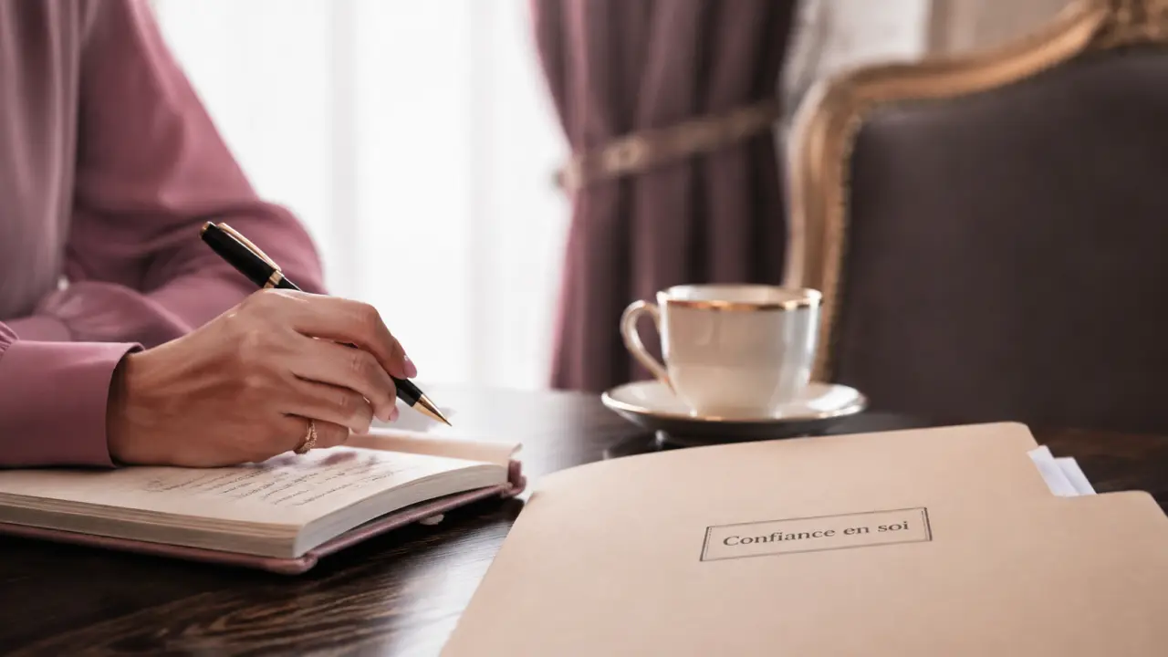 Psychologue confiance en soi en cabinet, prise de notes et carnet