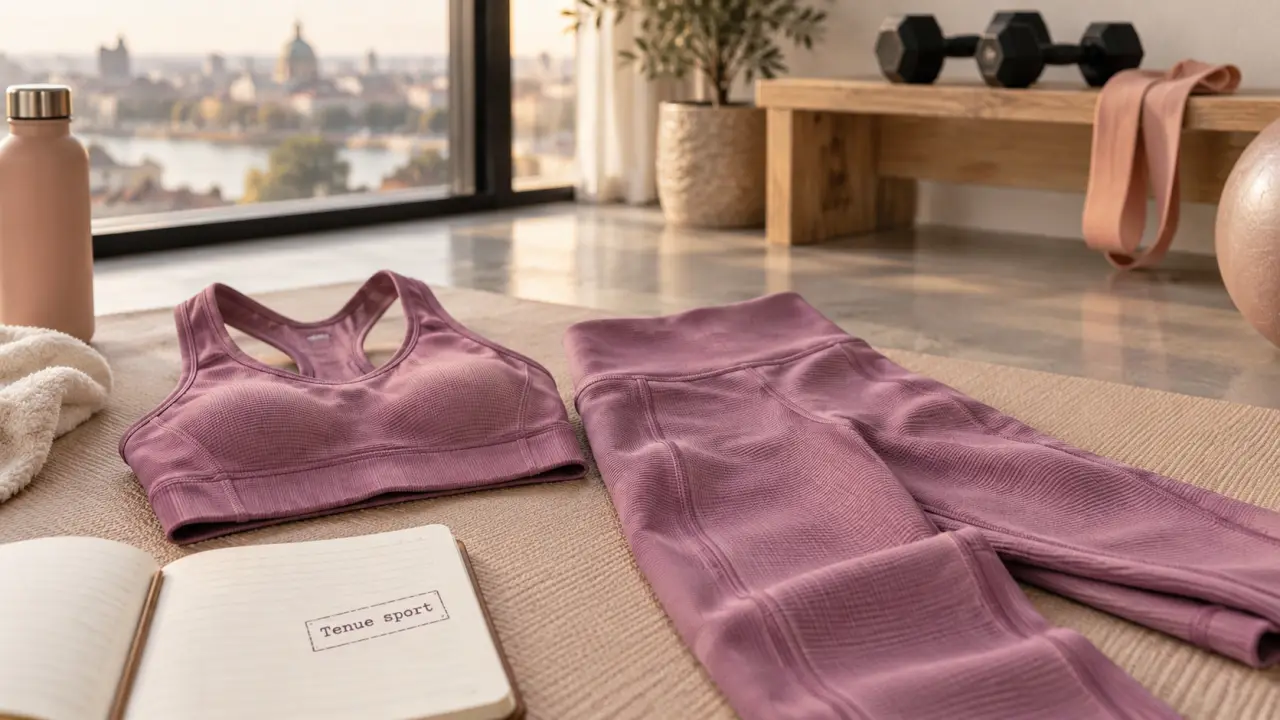 Sport femme tenue brassière et legging taille haute